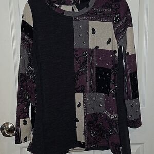 Emerald Cold Shoulder Blue Gray Sweater Tunic